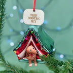 Personalised Dog In A Tent Bauble