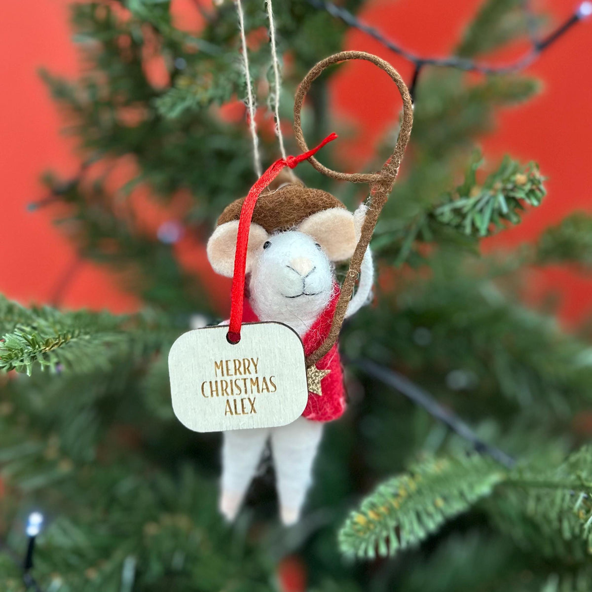 Personalised Cowboy Sheriff Mouse Felt Decoration