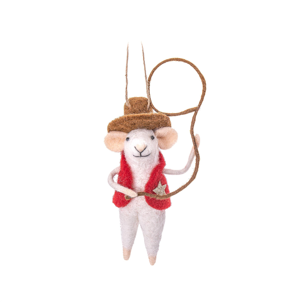Personalised Cowboy Sheriff Mouse Felt Decoration