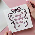Bow Border Happy Birthday Wifey Card