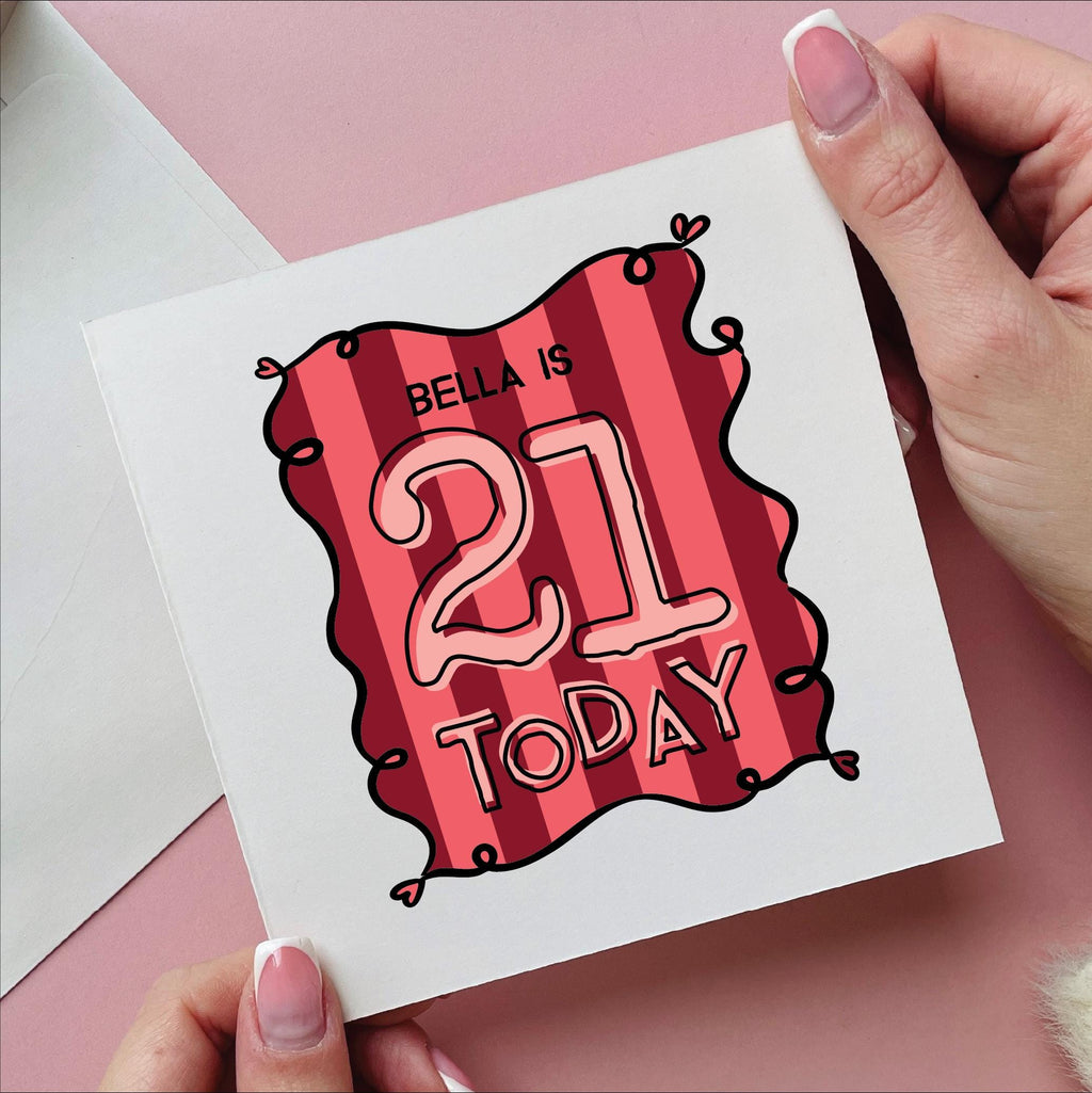 Personalised 21st Birthday Stripe Card