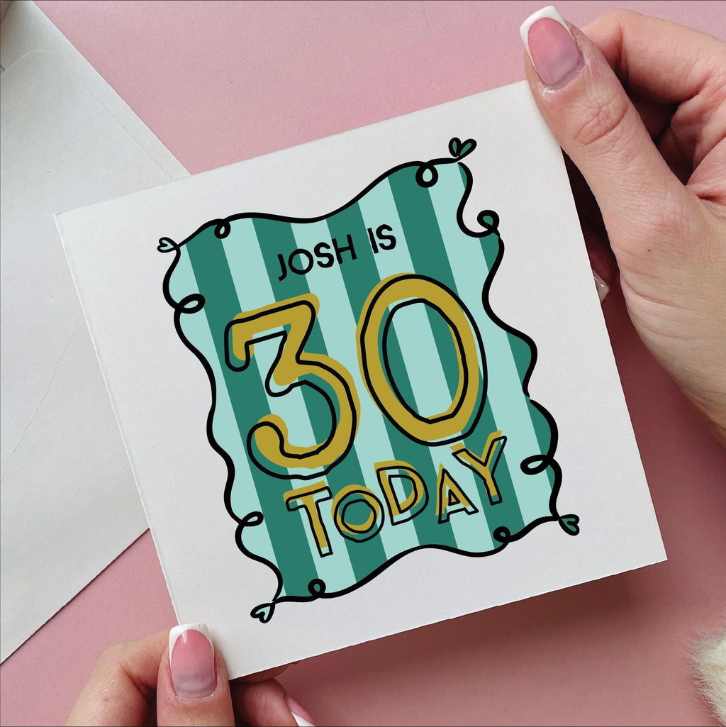 Personalised 30th Birthday Stripe Card
