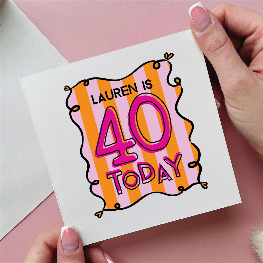 Personalised 40th Birthday Stripe Card