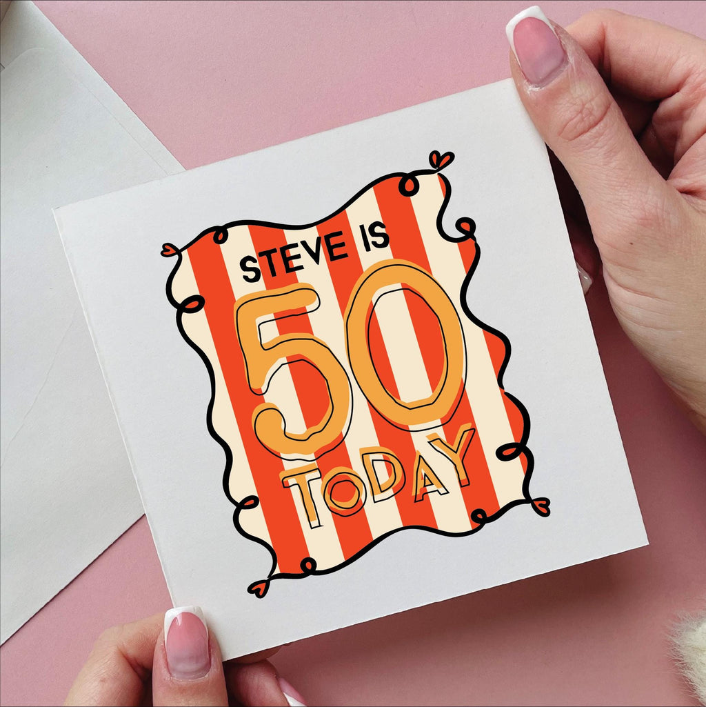 Personalised 50th Birthday Stripe Card