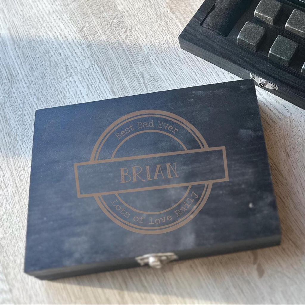 Personalised Best Dad Ever Whisky Stones Gift Set