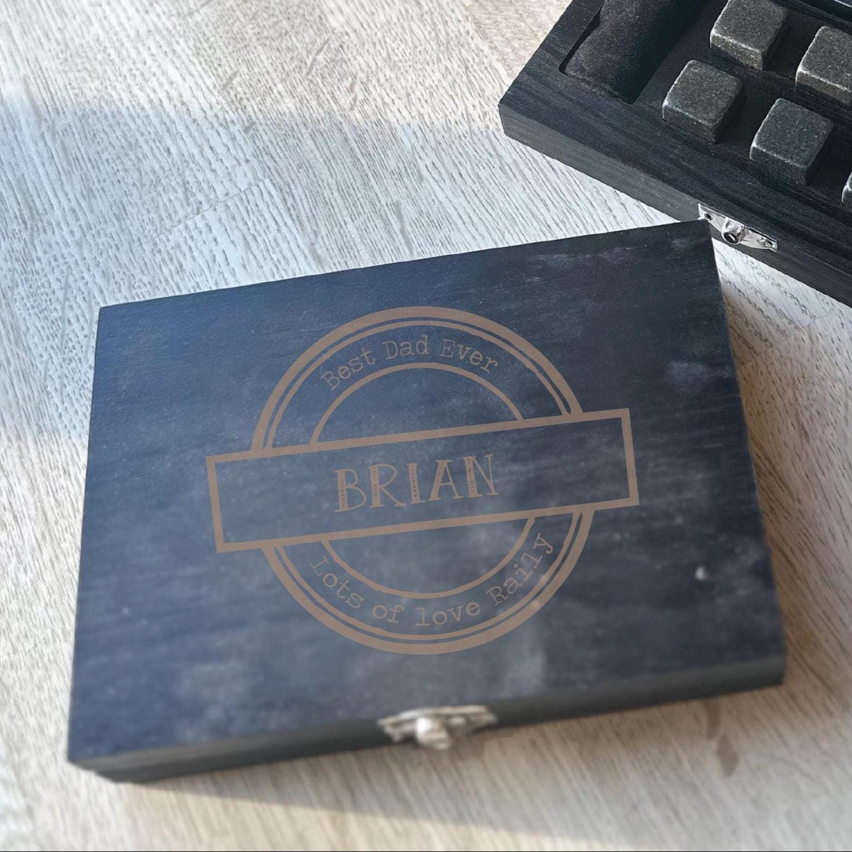 Personalised Best Dad Ever Whisky Stones Gift Set