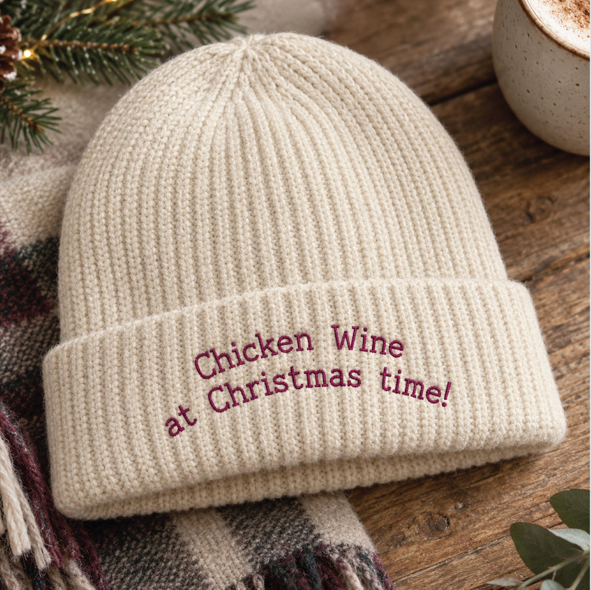 Chicken Wine At Christmas Time Winter Hat