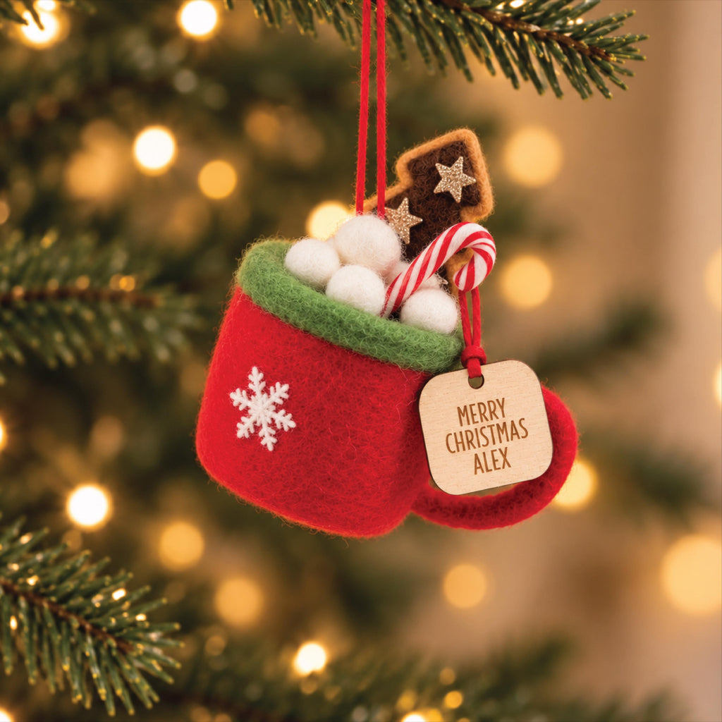 Personalised Felt Hot Chocolate Christmas Decoration