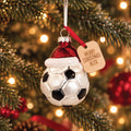 Personalised Santa Hat Football Bauble
