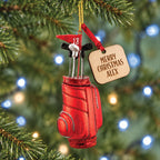 Personalised Red Golf Bag Christmas Bauble
