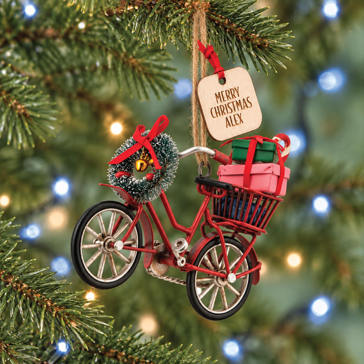 Personalised Vintage Bike Christmas Decoration