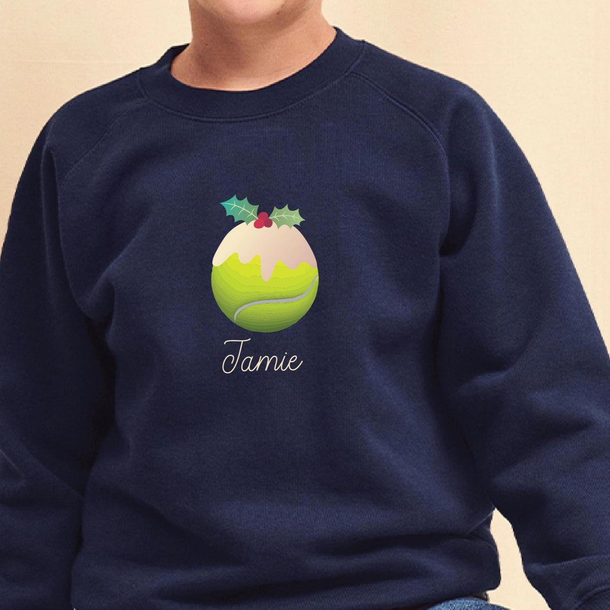 Kids Tennis Christmas Pudding Jumper