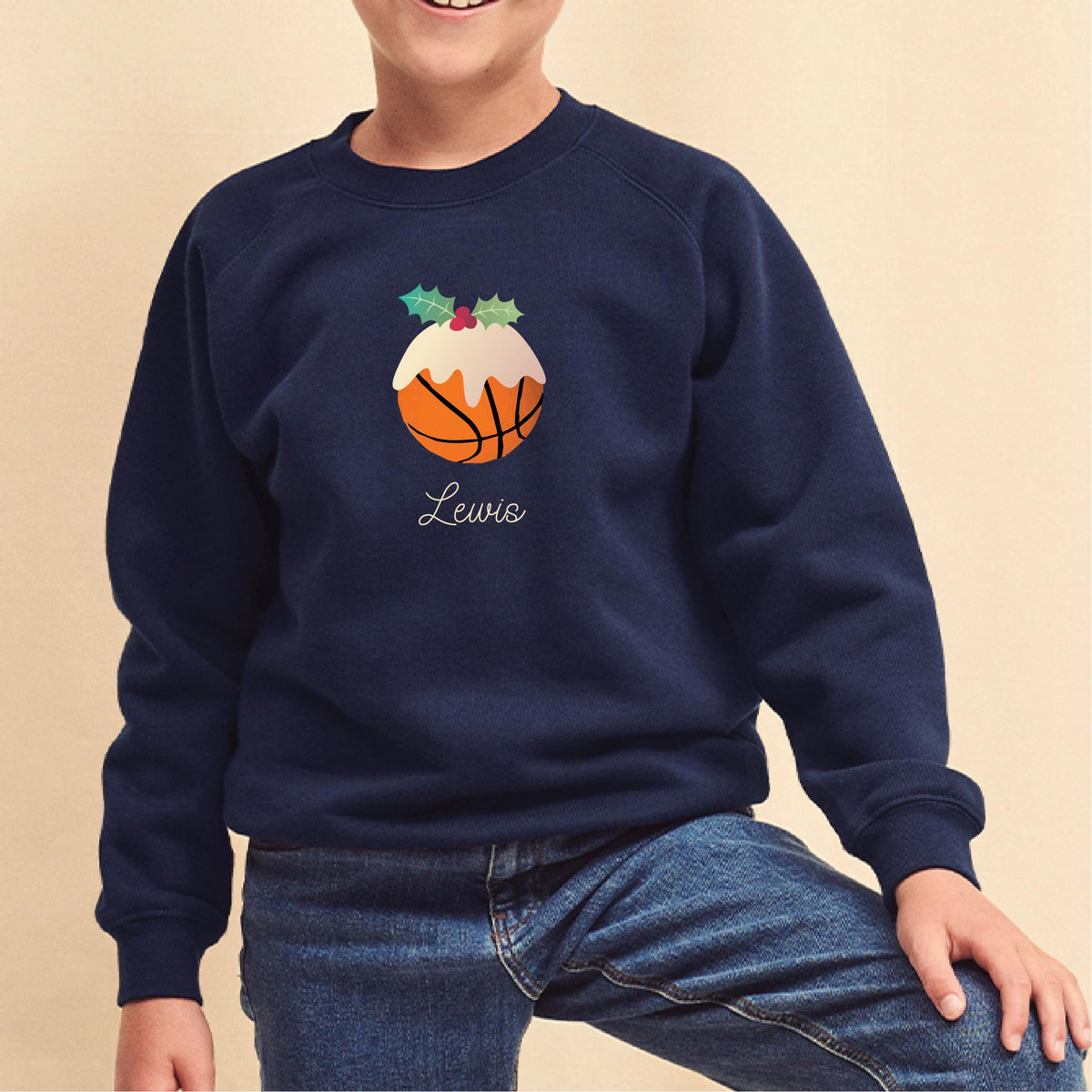 Kids Basketball Christmas Pudding Jumper