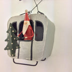 Personalised Santa In A Cable Car Ski Bauble