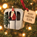 Personalised Santa In A Cable Car Ski Bauble