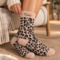 Personalised Fluffy Leopard Print Slipper Socks