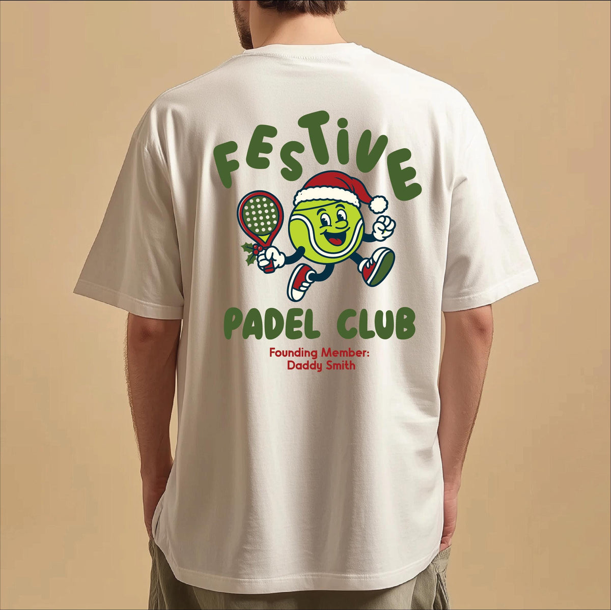 Personalised Christmas Padel Graphic T Shirt