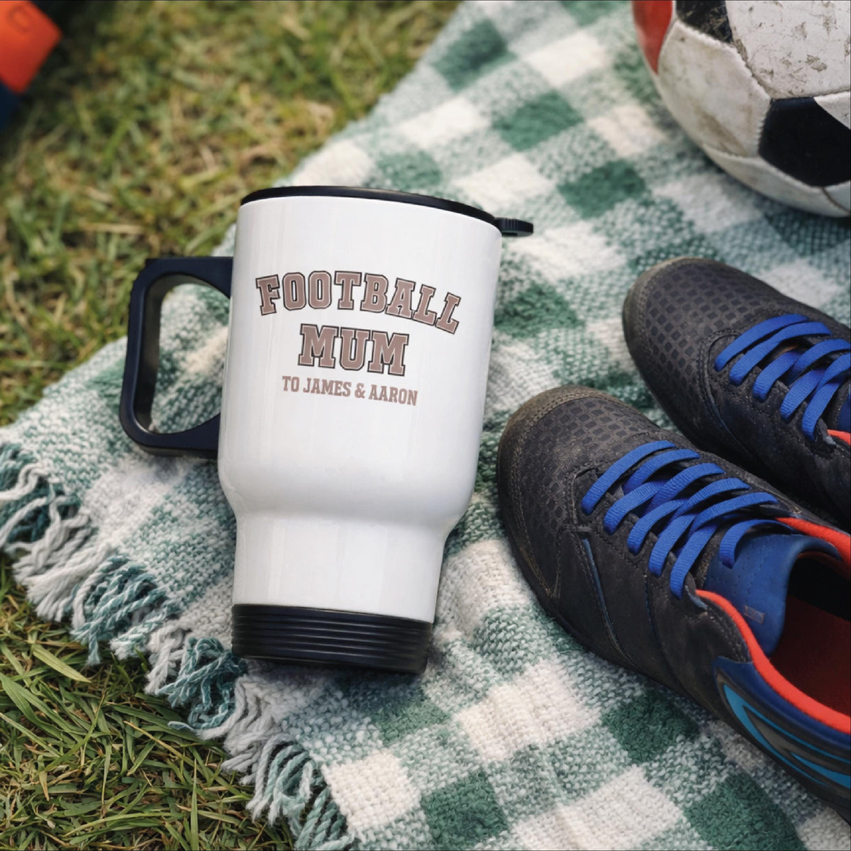 Personalised Football Mum Travel Coffee Cup