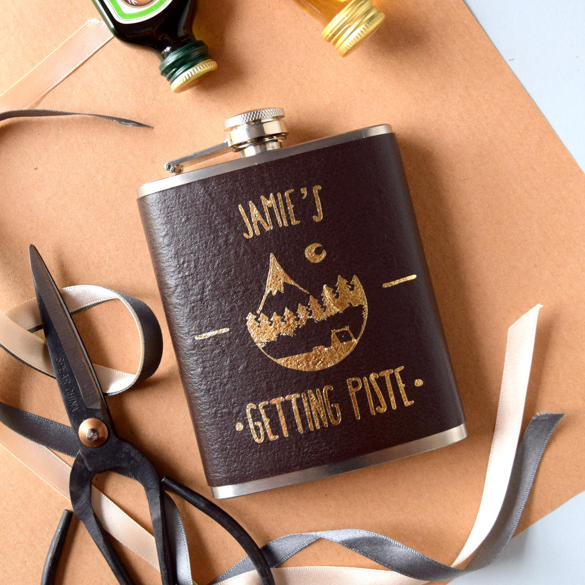 Personalised Getting Piste Skiing Hip Flask