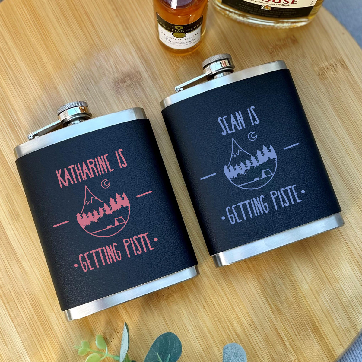 Personalised Getting Piste Skiing Hip Flask