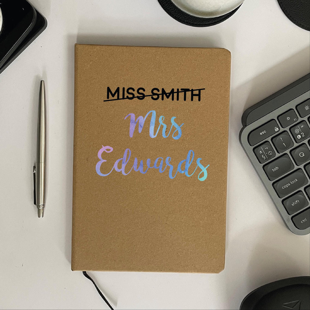 Personalised Miss Mrs Wedding Notebook