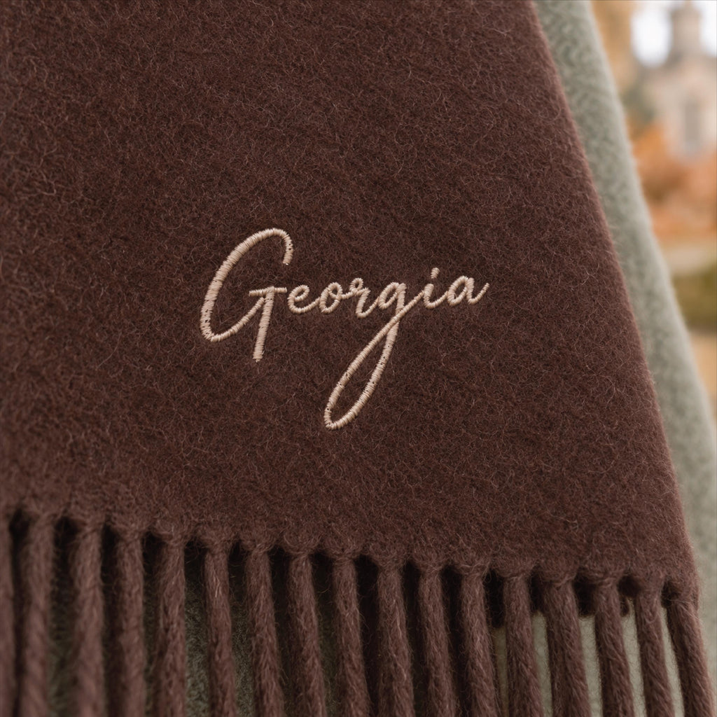Personalised Hooded Brown Scarf