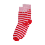 Personalised Red And Pink Stripe Knitted Socks With Pearl Bow