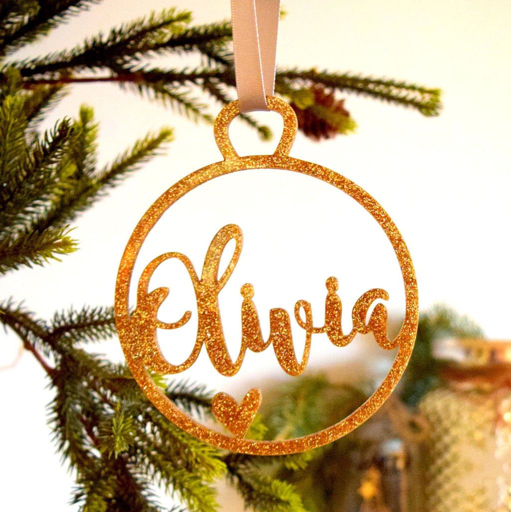 Sparkly Cut Out Name Bauble
