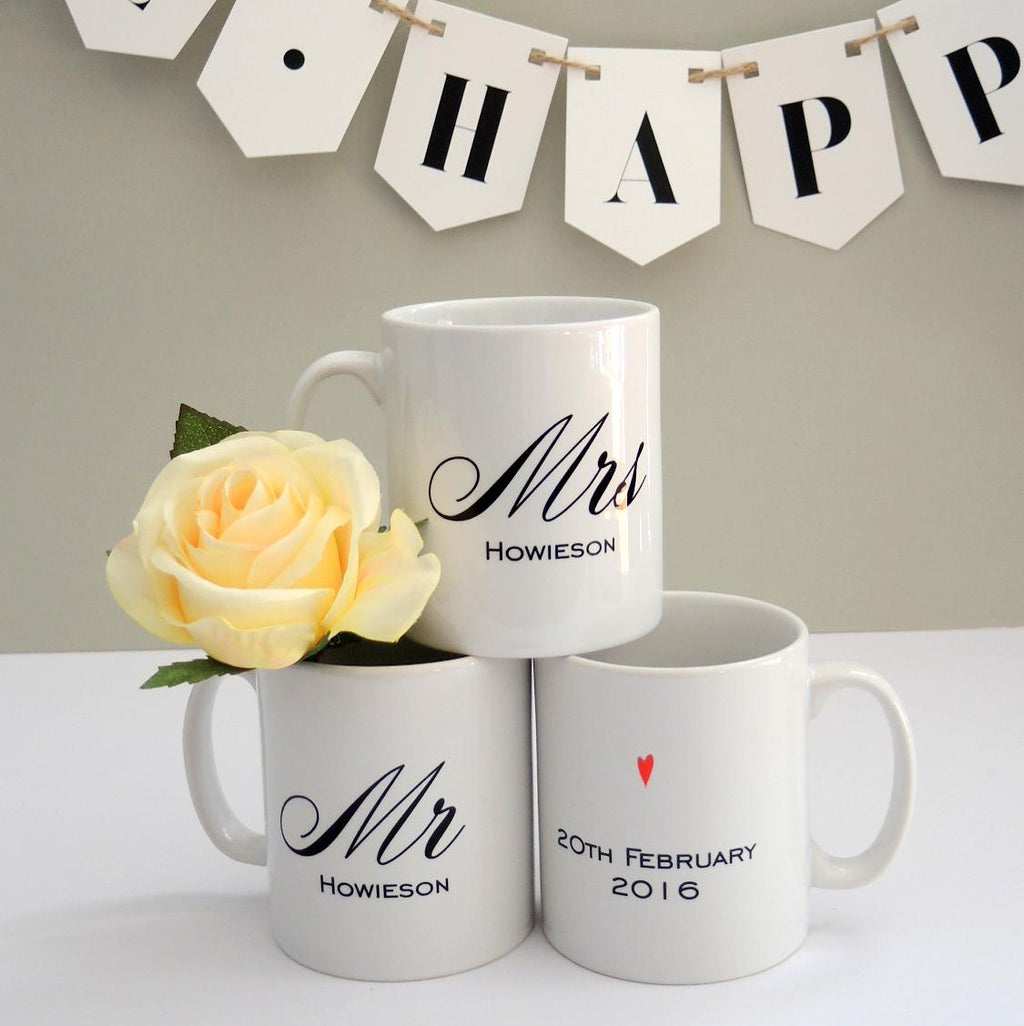 Personalised Mr And Mrs Wedding Mugs