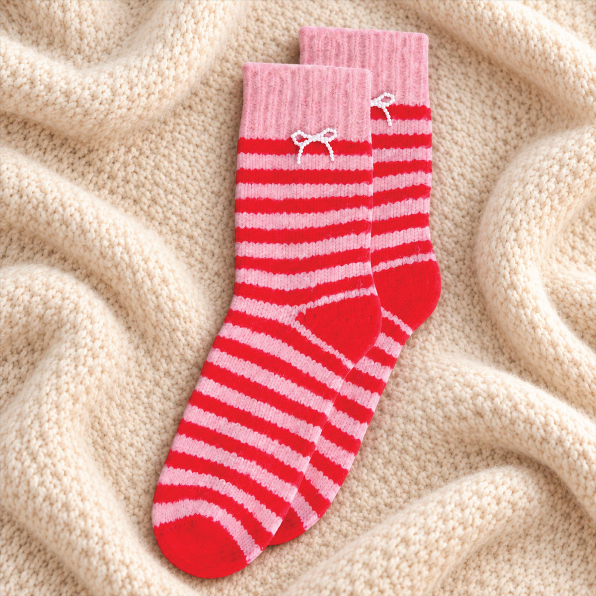 Personalised Pink And Red Stripe Winter Warmer Gift Bundle