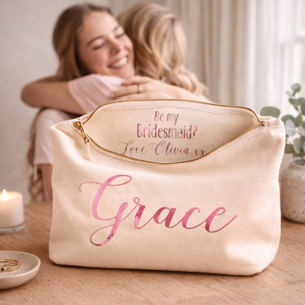 Be My Bridesmaid Secret Message Toiletry Bag