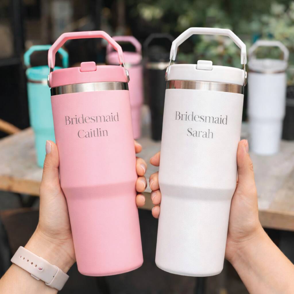 Personalised Bridesmaid Travel Tumbler With Handle