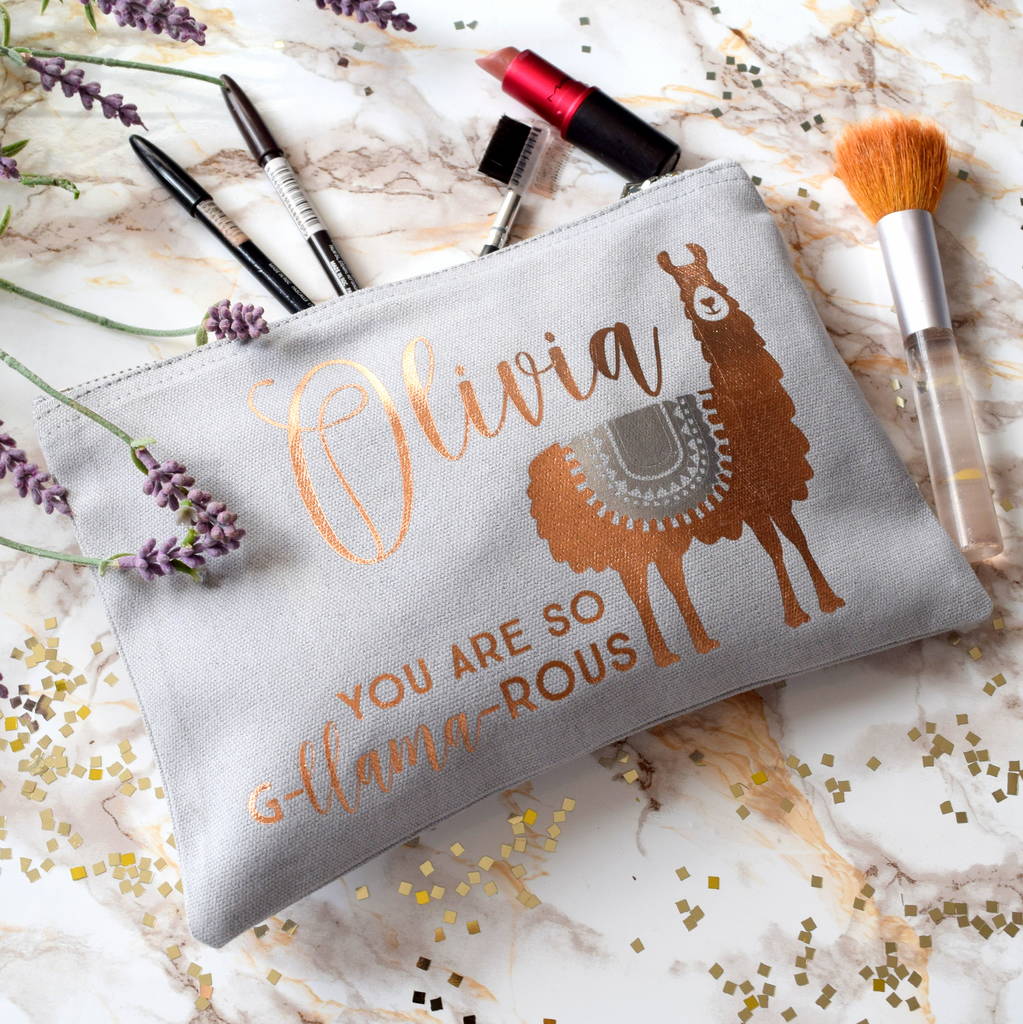 Personalised G Llama Rous Make Up Bag