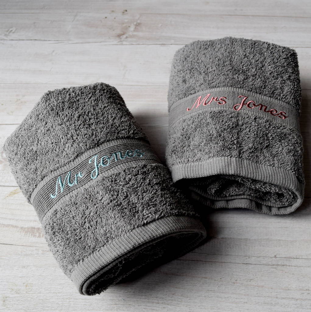 Personalised Grey Wedding Towels