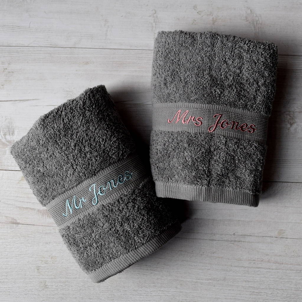 Personalised Grey Wedding Towels