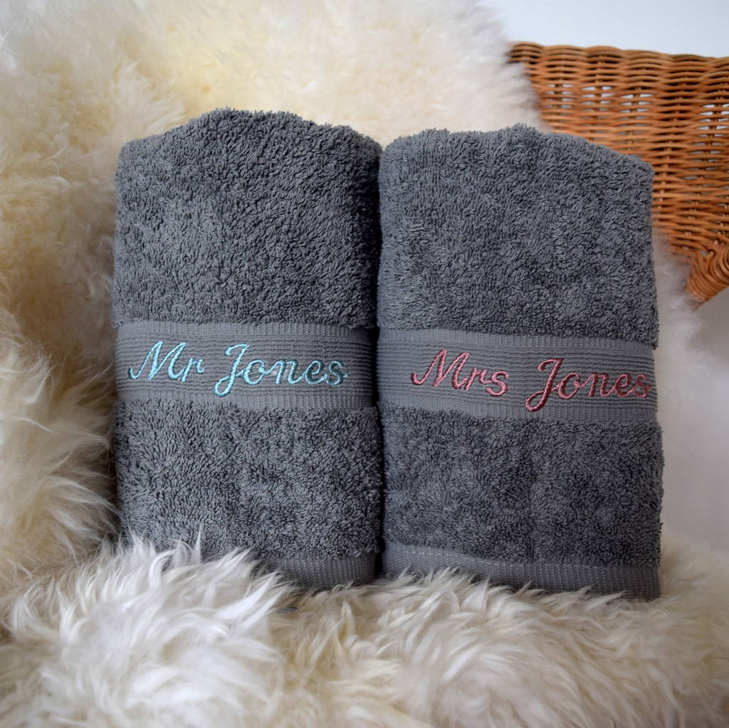 Personalised Grey Wedding Towels