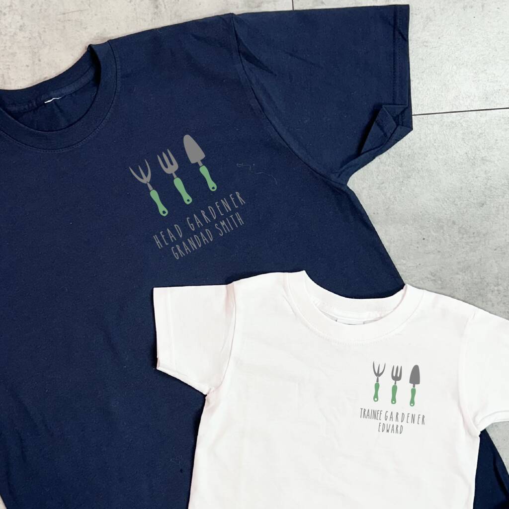 Personalised Head Gardener Trainee Gardener Matching T Shirts