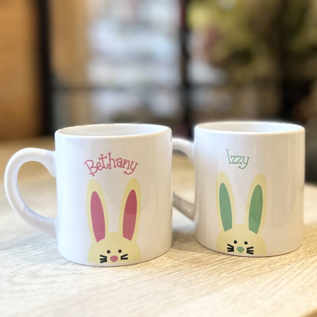 Personalised Hiding Bunny Kids Easter Mug