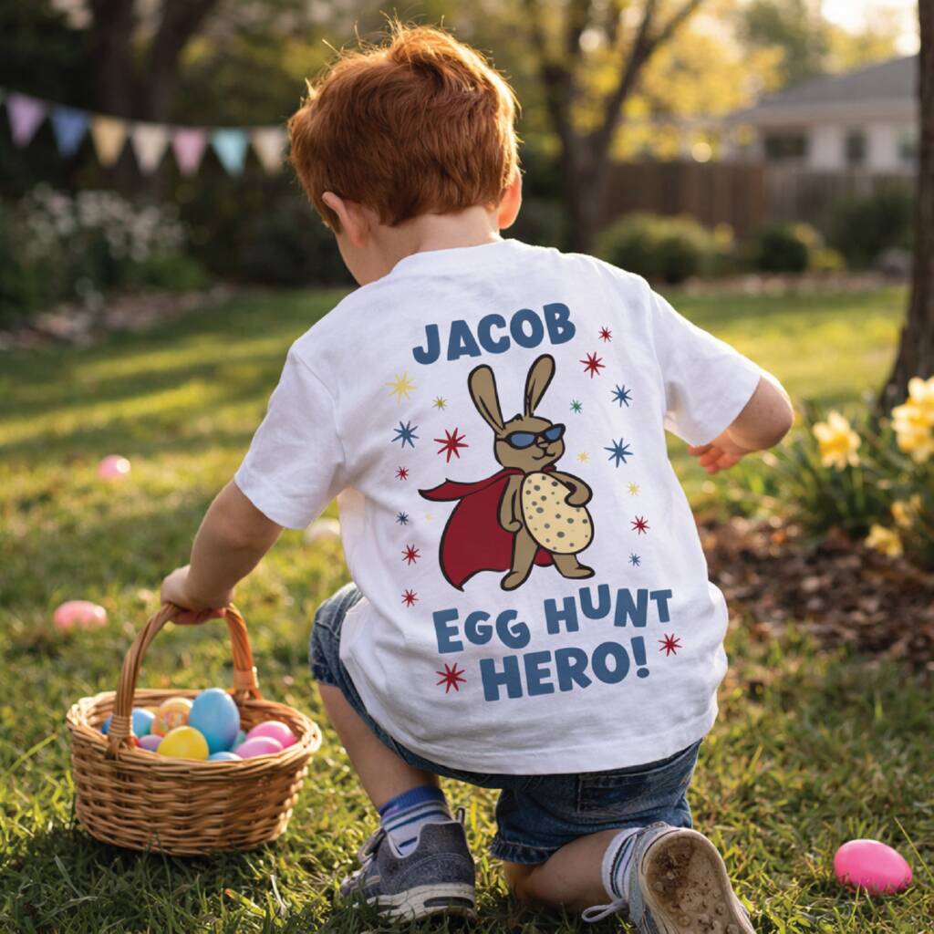 Personalised Kids Easter Egg Star Hero T Shirt