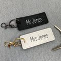 Personalised Mr And Mrs Rectangle Matching Keyrings