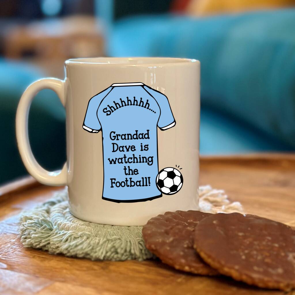 Personalised Shh Watching Football Team Shirt Mug