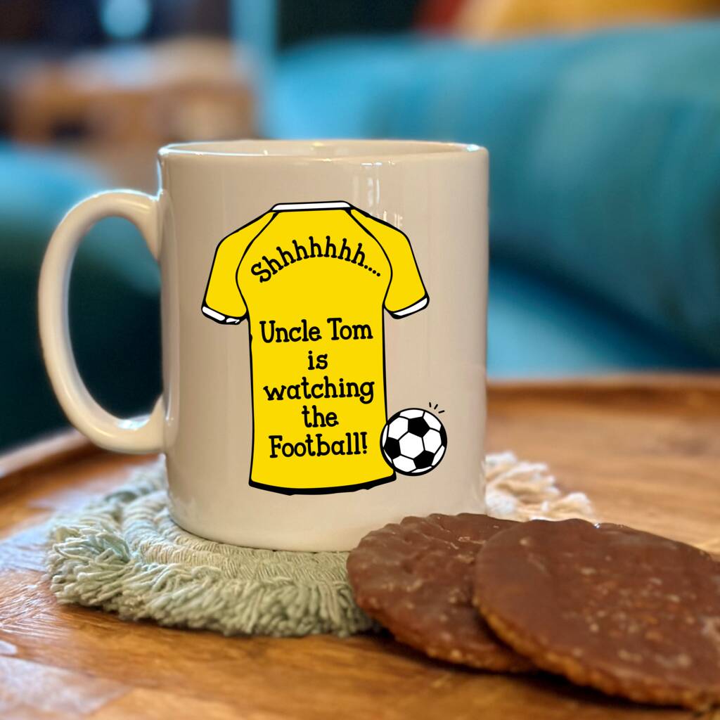 Personalised Shh Watching Football Team Shirt Mug