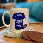 Personalised Shh Watching Rugby Team Shirt Mug