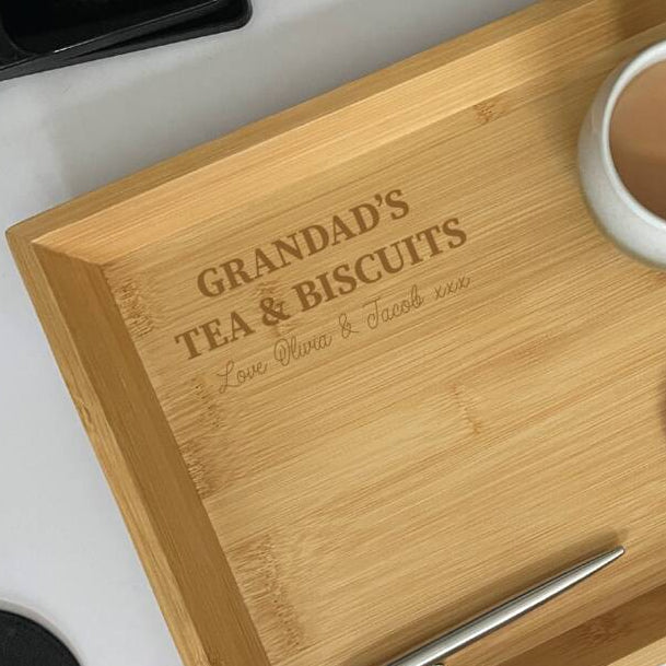 Personalised Tea And Biscuits Bamboo Tray