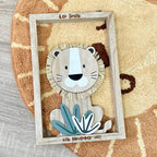Personalised Wooden Lion Frame For Baby Nursery