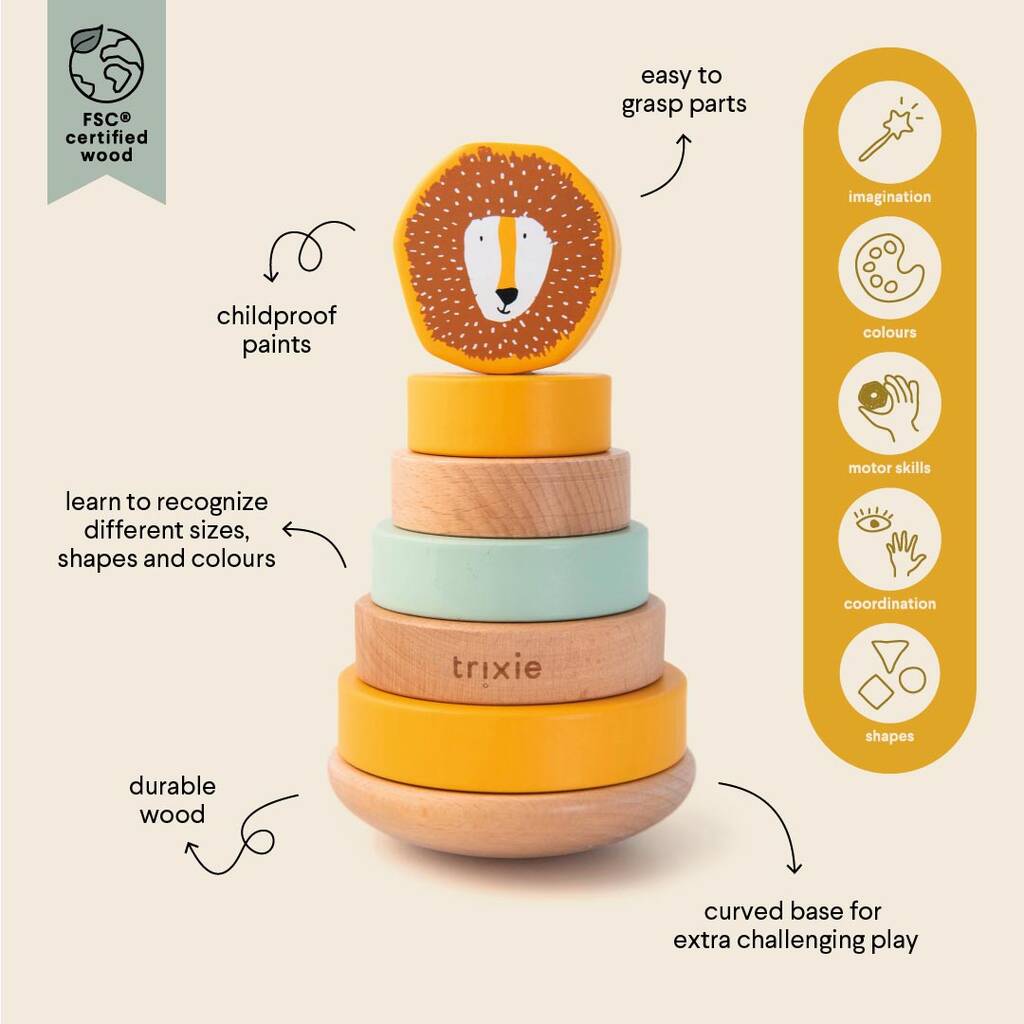 Personalised Wooden Lion Stacking Toy