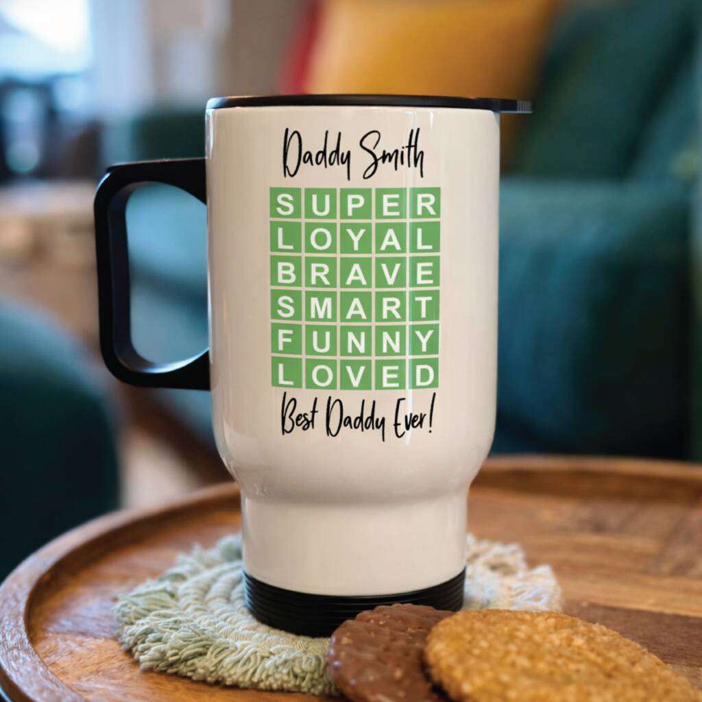 Personalised Wordle Travel Mug For Dad Or Grandad